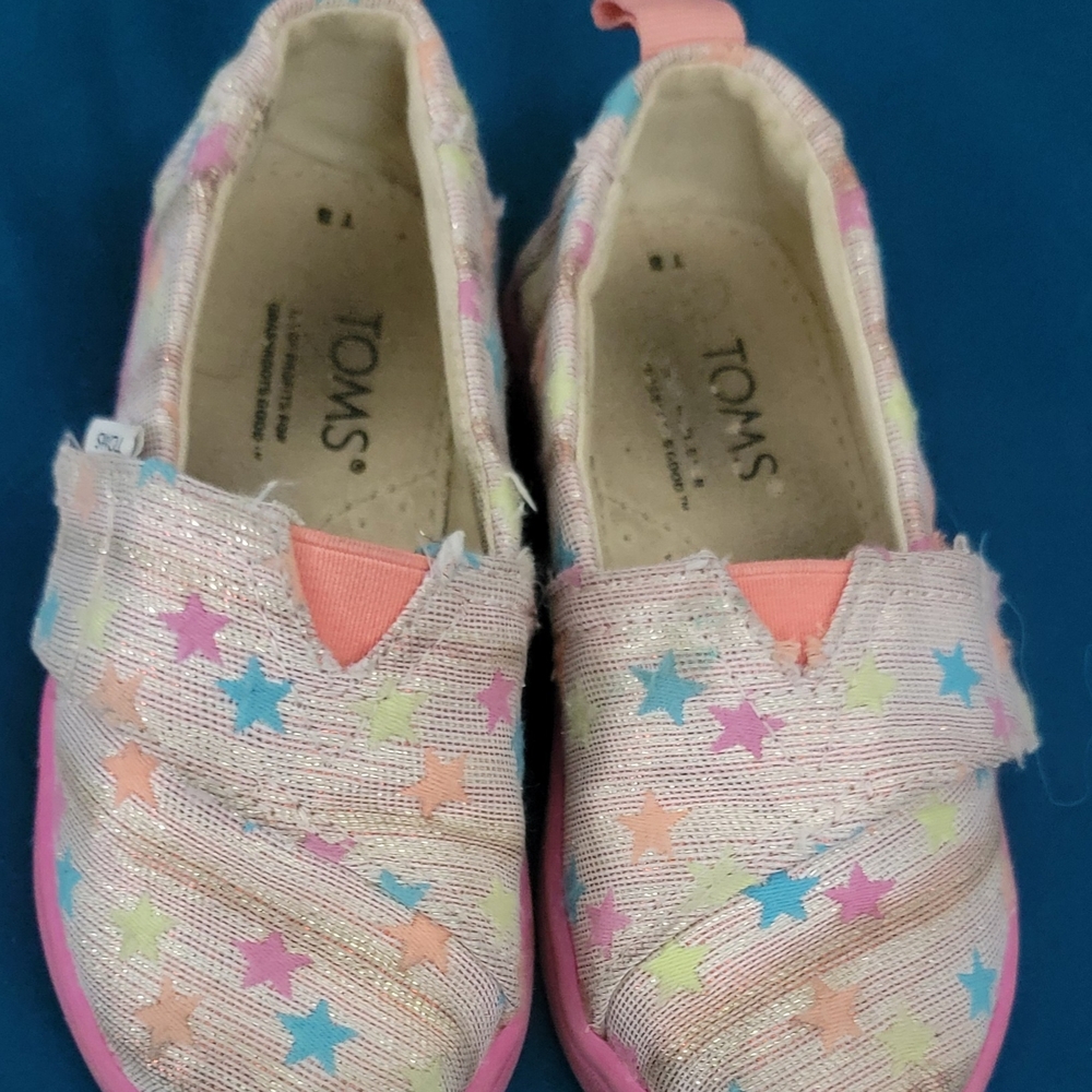 Toms Pink Sparkly Sneakers with Elastic Strap